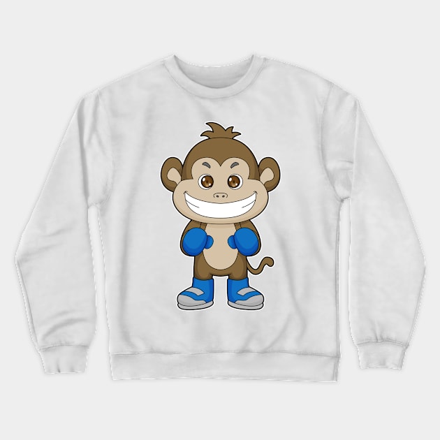 Monkey Boxing Boxer Boxing gloves Crewneck Sweatshirt by Markus Schnabel